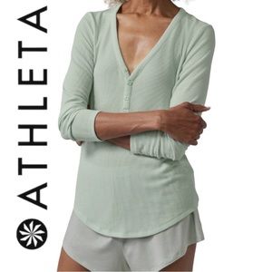 Athleta Wind Down Sleep Top. Size Small. Color is Lighthouse Green.  NWT